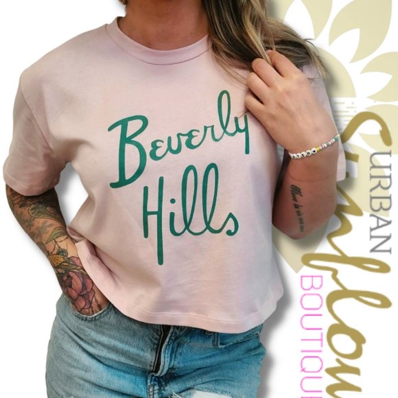 Pink and Green Beverly Hills Cropped Tee - Picture 3 of 6